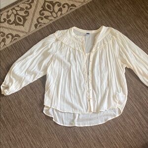 Old Navy Cream Buttoned Bib Collar Blouse